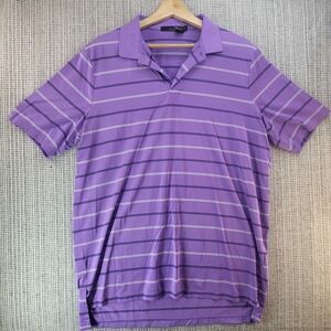 Ralph Lauren RLX Polo Shirt Mens Large Purple Striped Golf Performance Stretch